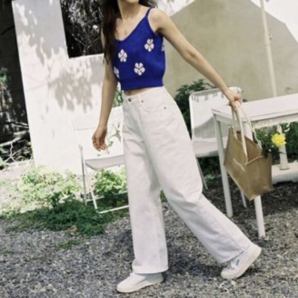 Siyazu Flower Patterns Sleeveless Street Style Plain Cotton tank top 2 c… - Picture 7 of 16